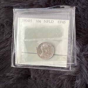 1904H Newfoundland 10 Cents – EF45 Prestige Graded – Silver Coin